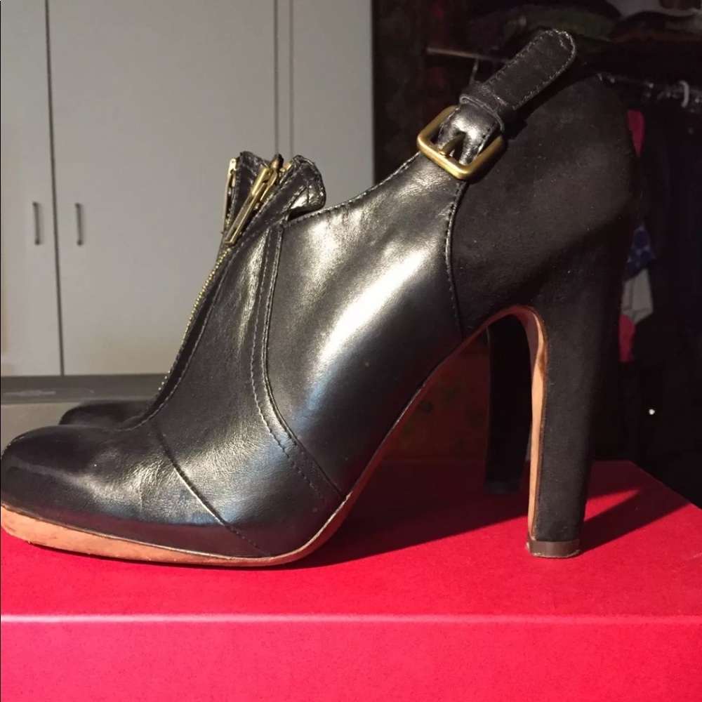 Derek Lam bootie, black letter with suede accent